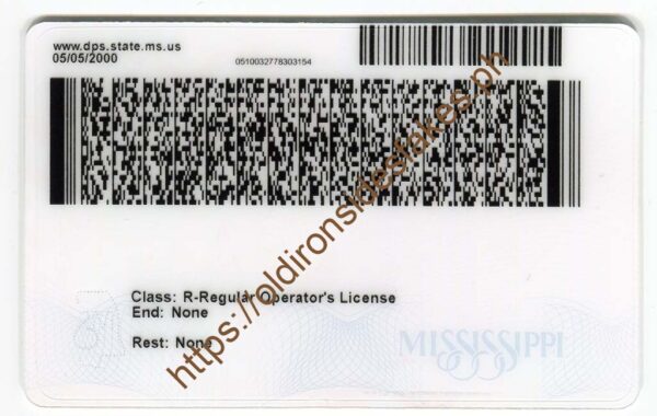 Mississippi Driver License (MS U21) | old ironside fake - Image 2