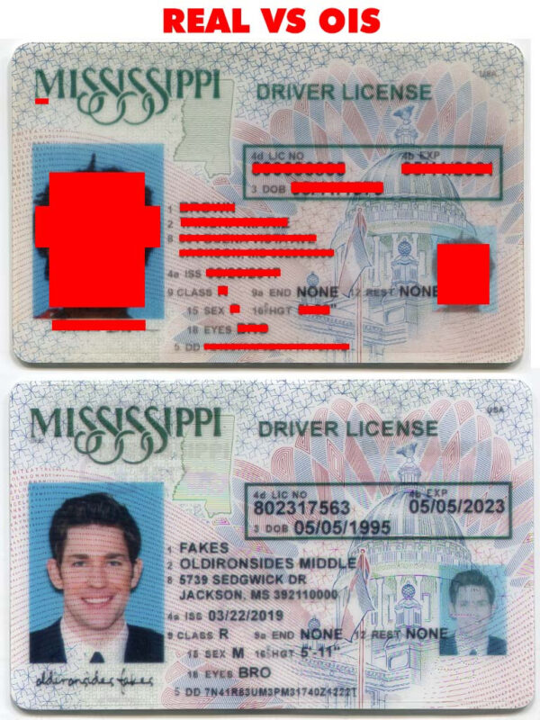Mississippi Driver License (MS O21) | old ironside fake